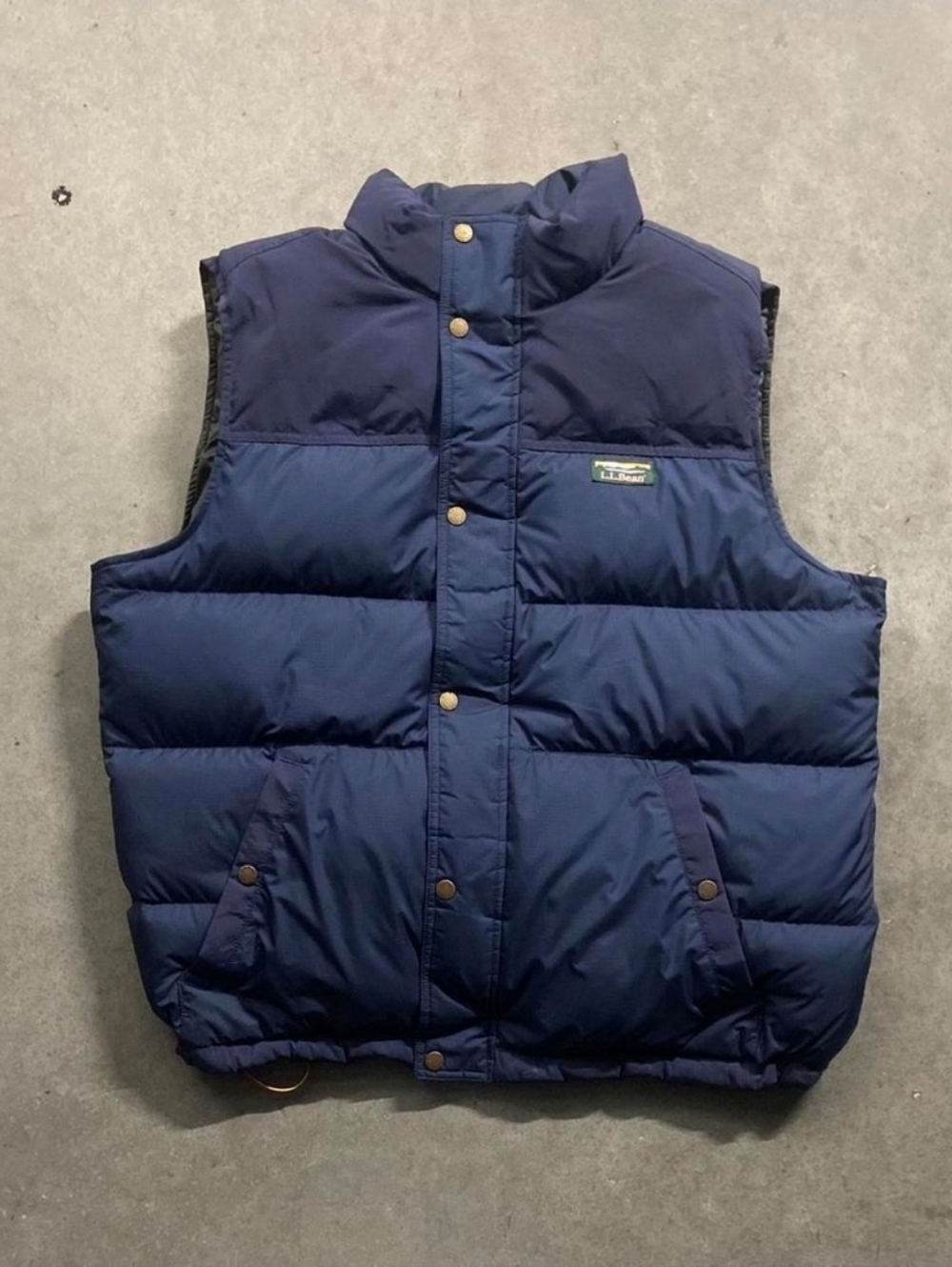 LL Bean DownTek Navy Down Puffer Vest with Snap Front